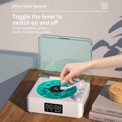Retro-style Wireless waves  Bluetooth Speaker for Sea White Noise with Bedroom Clock & Ambience Light, A Great Gift Suited for Computer Desktop