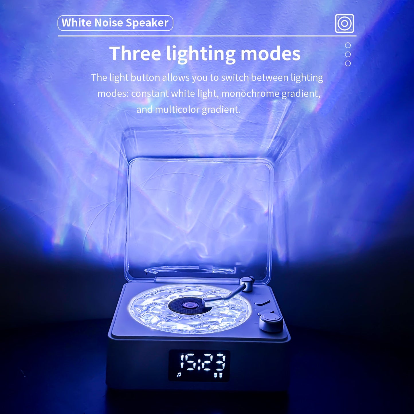 Retro-style Wireless waves  Bluetooth Speaker for Sea White Noise with Bedroom Clock & Ambience Light, A Great Gift Suited for Computer Desktop