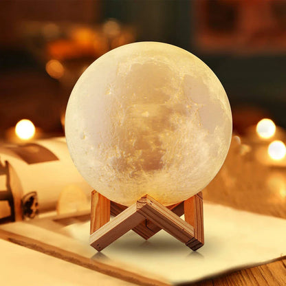8cm (3.1 in) Moon Lamp LED Night Light – Battery-Powered with Stand, Starry Bedroom Decor & Kids Gift