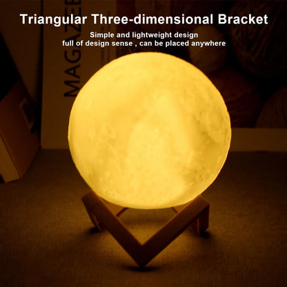 8cm (3.1 in) Moon Lamp LED Night Light – Battery-Powered with Stand, Starry Bedroom Decor & Kids Gift