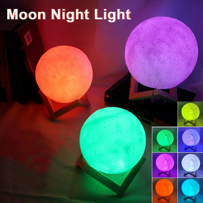 8cm (3.1 in) Moon Lamp LED Night Light – Battery-Powered with Stand, Starry Bedroom Decor & Kids Gift